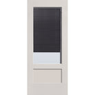 Raise & Lower Blinds flush glazed fiberglass entry door, 3/4 lite shaker, 34" x 80", white satin smooth finish, slate blinds