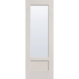 Clear flush glazed hurricane-rated fiberglass entry door, 3/4 lite shaker, 34" x 96", white satin smooth finish