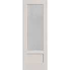 Micro-Granite flush glazed hurricane-rated fiberglass entry door, 3/4 lite shaker, 34" x 96", white satin smooth finish