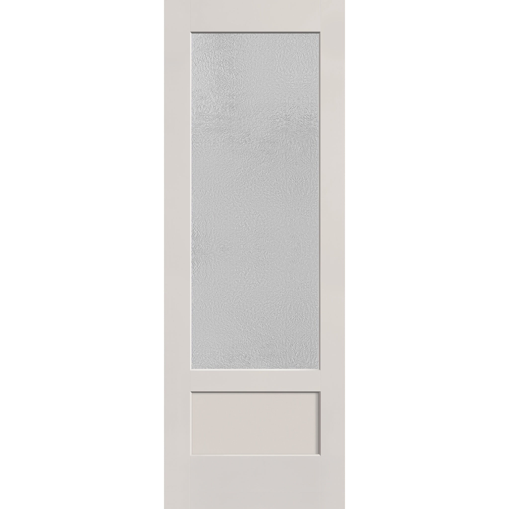 Micro-Granite flush glazed hurricane-rated fiberglass entry door, 3/4 lite shaker, 34" x 96", white satin smooth finish