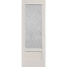 Rain flush glazed hurricane-rated fiberglass entry door, 3/4 lite shaker, 34" x 96", white satin smooth finish