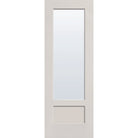 Clear flush glazed fiberglass entry door, 3/4 lite shaker, 34" x 96", white satin smooth finish