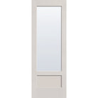 Clear flush glazed fiberglass entry door, 3/4 lite shaker, 34" x 96", white satin smooth finish
