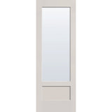 Clear flush glazed fiberglass entry door, 3/4 lite shaker, 34" x 96", white satin smooth finish