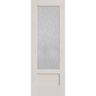 Rain flush glazed fiberglass entry door, 3/4 lite shaker, 34" x 96", white satin smooth finish