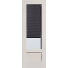 Raise & Lower Blinds flush glazed fiberglass entry door, 3/4 lite shaker, 34" x 96", white satin smooth finish, slate blinds