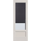 Raise & Lower Blinds flush glazed fiberglass entry door, 3/4 lite shaker, 34" x 96", white satin smooth finish, slate blinds