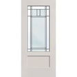 Berkley flush glazed hurricane-rated fiberglass entry door, 3/4 lite shaker, 36" x 80", white satin smooth finish, Patina caming