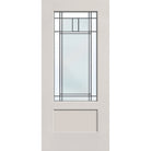 Berkley flush glazed hurricane-rated fiberglass entry door, 3/4 lite shaker, 36" x 80", white satin smooth finish, Patina caming