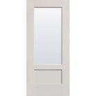 Clear flush glazed hurricane-rated fiberglass entry door, 3/4 lite shaker, 36" x 80", white satin smooth finish