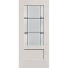 Dexter flush glazed hurricane-rated fiberglass entry door, 3/4 lite shaker, 36" x 80", white satin smooth finish, Black Aluminum caming