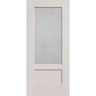 Rain flush glazed hurricane-rated fiberglass entry door, 3/4 lite shaker, 36" x 80", white satin smooth finish