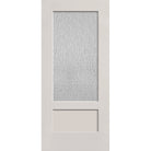 Rain flush glazed hurricane-rated fiberglass entry door, 3/4 lite shaker, 36" x 80", white satin smooth finish