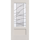 Briselle flush glazed fiberglass entry door, 3/4 lite shaker, 36" x 80", white satin smooth finish, Patina caming