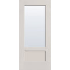 Clear flush glazed fiberglass entry door, 3/4 lite shaker, 36" x 80", white satin smooth finish