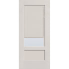 Raise & Lower Blinds flush glazed fiberglass entry door, 3/4 lite shaker, 36" x 80", white satin smooth finish, white blinds