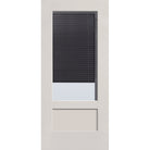 Raise & Lower Blinds flush glazed fiberglass entry door, 3/4 lite shaker, 36" x 80", white satin smooth finish, slate blinds