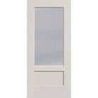 Wide Reed flush glazed fiberglass entry door, 3/4 lite shaker, 36" x 80", white satin smooth finish