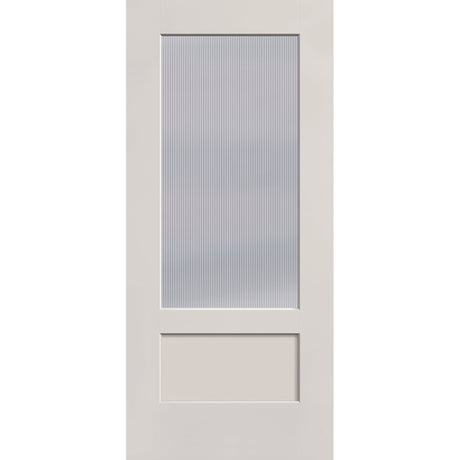 Wide Reed flush glazed fiberglass entry door, 3/4 lite shaker, 36" x 80", white satin smooth finish