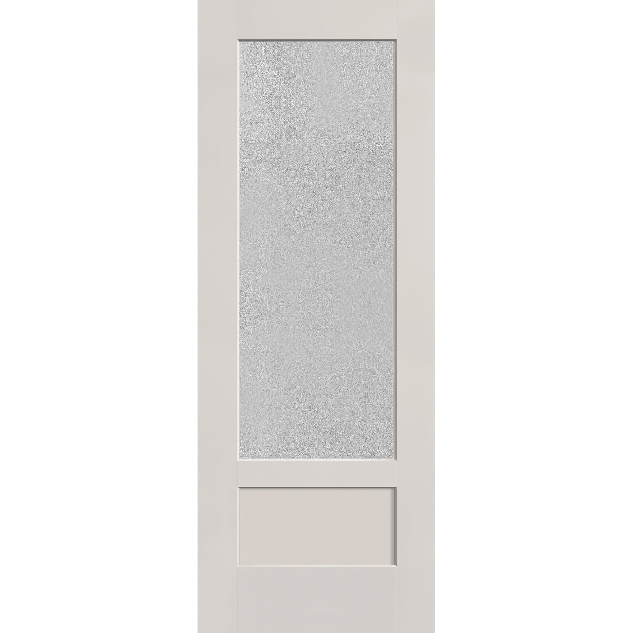 Micro-Granite flush glazed hurricane-rated fiberglass entry door, 3/4 lite shaker, 36" x 96", white satin smooth finish