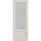 Micro-Granite flush glazed hurricane-rated fiberglass entry door, 3/4 lite shaker, 36" x 96", white satin smooth finish