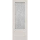 Rain flush glazed hurricane-rated fiberglass entry door, 3/4 lite shaker, 36" x 96", white satin smooth finish