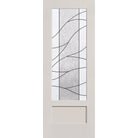 Briselle flush glazed fiberglass entry door, 3/4 lite shaker, 36" x 96", white satin smooth finish, Patina caming