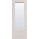 Clear flush glazed fiberglass entry door, 3/4 lite shaker, 36" x 96", white satin smooth finish
