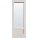 Clear flush glazed fiberglass entry door, 3/4 lite shaker, 36" x 96", white satin smooth finish