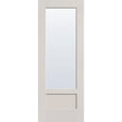 Clear flush glazed fiberglass entry door, 3/4 lite shaker, 36" x 96", white satin smooth finish