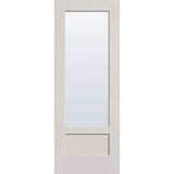 Clear flush glazed fiberglass entry door, 3/4 lite shaker, 36" x 96", white satin smooth finish