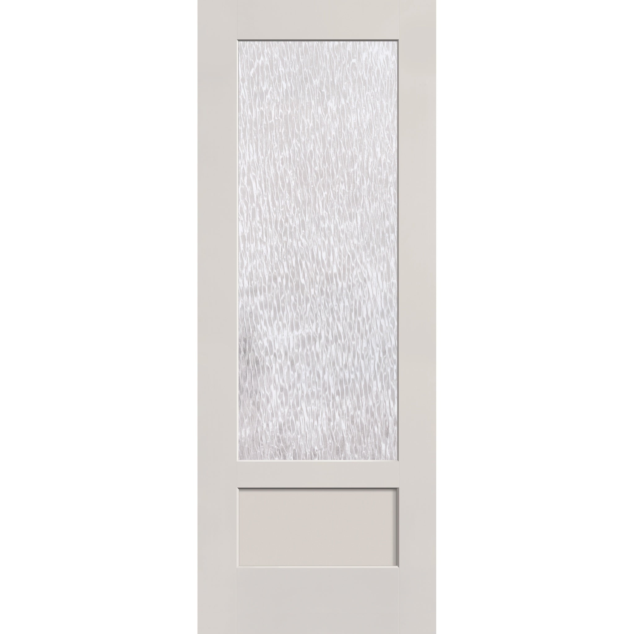 Double Waterglass flush glazed fiberglass entry door, 3/4 lite shaker, 36" x 96", white satin smooth finish