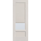 Raise & Lower Blinds flush glazed fiberglass entry door, 3/4 lite shaker, 36" x 96", white satin smooth finish, white blinds