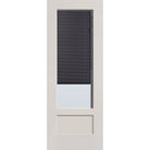 Raise & Lower Blinds flush glazed fiberglass entry door, 3/4 lite shaker, 36" x 96", white satin smooth finish, slate blinds