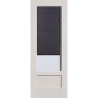 Raise & Lower Blinds flush glazed fiberglass entry door, 3/4 lite shaker, 36" x 96", white satin smooth finish, slate blinds