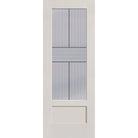 Rill flush glazed fiberglass entry door, 3/4 lite shaker, 36" x 96", white satin smooth finish, Black Aluminum caming