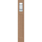 Berkley flush glazed fiberglass sidelite panel, Craftsman top lite, 12" x 80", tan woodgrain finish, Patina caming