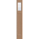 2 light grille flush glazed fiberglass sidelite panel, Craftsman top lite, 12" x 80", tan woodgrain finish, white grilles between glass