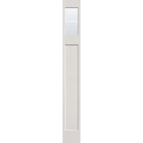 2 light grille flush glazed fiberglass sidelite panel, Craftsman top lite, 12" x 96", white satin smooth finish, white grilles between glass