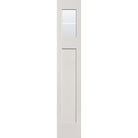 2 light grille flush glazed hurricane-rated fiberglass sidelite panel, Craftsman top lite, 14" x 80", white satin smooth finish, white grilles between glass