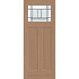 Berkley flush glazed hurricane-rated fiberglass entry door, Craftsman 2 panel, 32" x 80", tan woodgrain finish, Patina caming