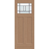 Berkley flush glazed hurricane-rated fiberglass entry door, Craftsman 2 panel, 32" x 80", tan woodgrain finish, Patina caming