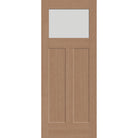 Frost flush glazed hurricane-rated fiberglass entry door, Craftsman 2 panel, 32" x 80", tan woodgrain finish