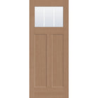 3 light grille flush glazed hurricane-rated fiberglass entry door, Craftsman 2 panel, 32" x 80", tan woodgrain finish, white grilles between glass