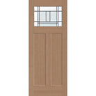Berkley flush glazed fiberglass entry door, Craftsman 2 panel, 32" x 80", tan woodgrain finish, Patina caming