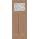 Vapor flush glazed fiberglass entry door, Craftsman 2 panel, 32" x 80", tan woodgrain finish