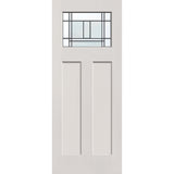 Berkley flush glazed hurricane-rated fiberglass entry door, Craftsman 2 panel, 32" x 80", white satin smooth finish, Patina caming