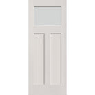 Frost flush glazed hurricane-rated fiberglass entry door, Craftsman 2 panel, 32" x 80", white satin smooth finish