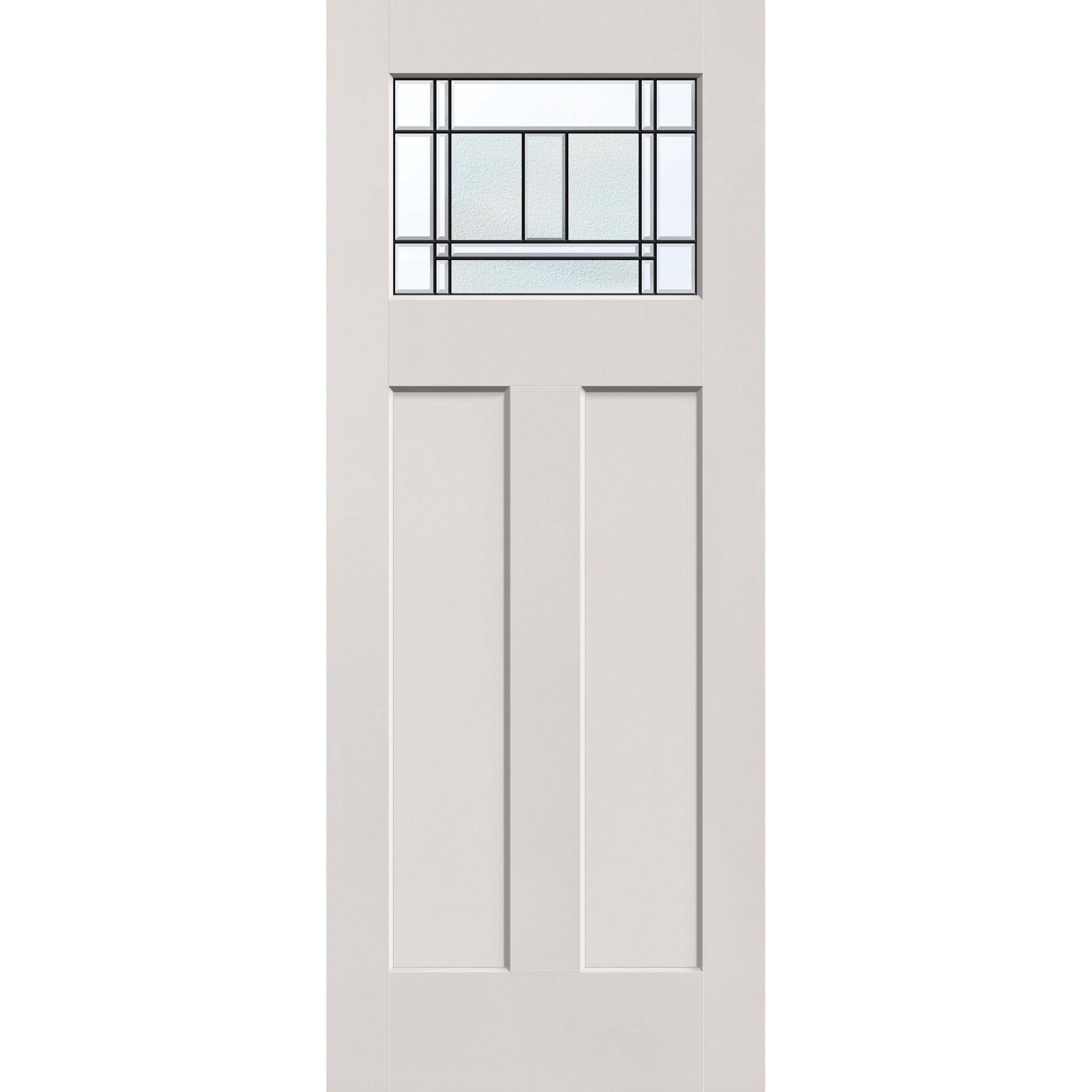 Berkley flush glazed fiberglass entry door, Craftsman 2 panel, 32" x 80", white satin smooth finish, Patina caming