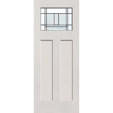 Berkley flush glazed fiberglass entry door, Craftsman 2 panel, 32" x 80", white satin smooth finish, Patina caming
